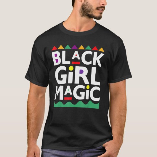 女子女子魔法用ブラックガールのシャツAfric Tシャツ (正面)