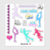 女子姿スケートで滑るカスタムカットビニールステッカー シール (シート)