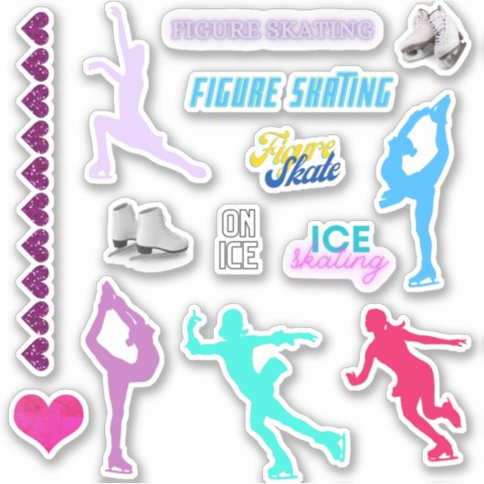 女子姿スケートで滑るカスタムカットビニールステッカー シール (正面)