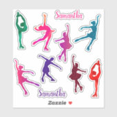 女子姿スケートで滑るカスタムカットビニールステッカー シール (シート)