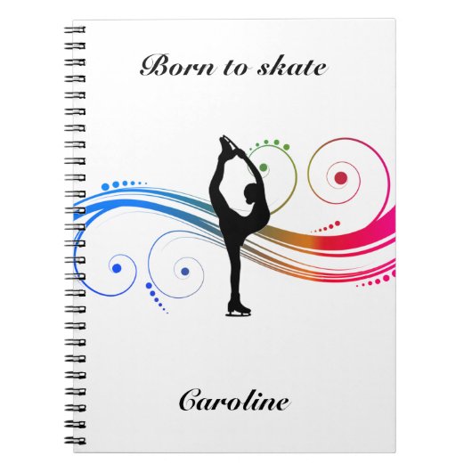 女子姿スケートで滑るカスタムスパイラルフォトノートブック ノートブック (正面)