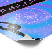 女子姿スケートで滑るブルー&パープルスワール フォトプリント            (角)