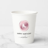 女子姿スケートで滑る誕生日バラ金ゴールドアイススケート 紙コップ (裏面)