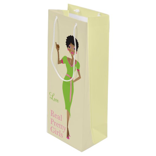 女子学生クラブの生命ガーリーなイラストレーション ワインギフトバッグ (正面アングル)