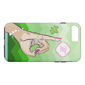 女子学生クラブの生命ピンクおよび緑 Case-Mate iPhoneケース (裏面(横))