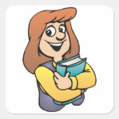 女子学生ステッカー スクエアシール (正面)