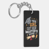 女子学生 修士号取得 卒業おめでとう キーホルダー (正面左)