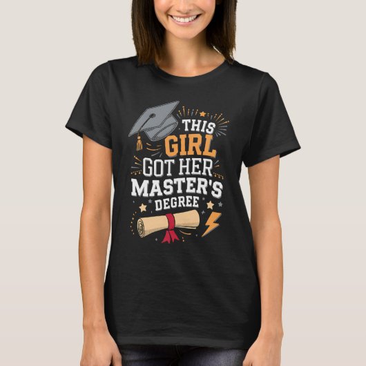女子学生 修士号取得 卒業 Tシャツ (正面)