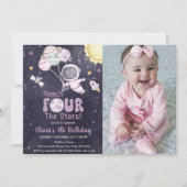 女子宇宙飛行士宇宙第4誕生日写真 招待状 (正面)