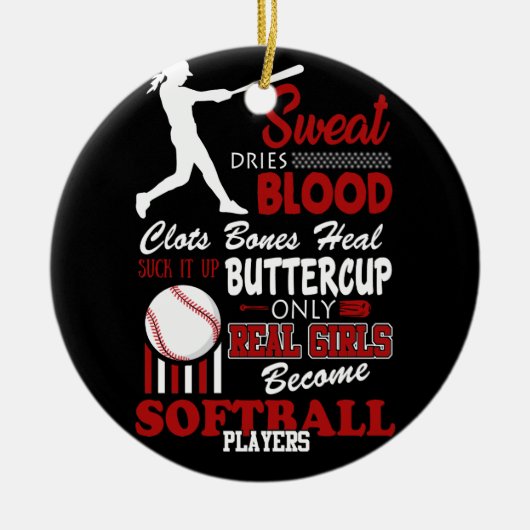 女子実在がソフトボール選手のギフトに セラミックオーナメント (正面)