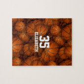 女子少年のスポーパーソナライズされたティバスケットボールのパターン ジグソーパズル (横)