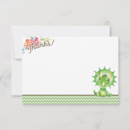 女子恐竜ベビーシャワーサンキューカード サンキューカード