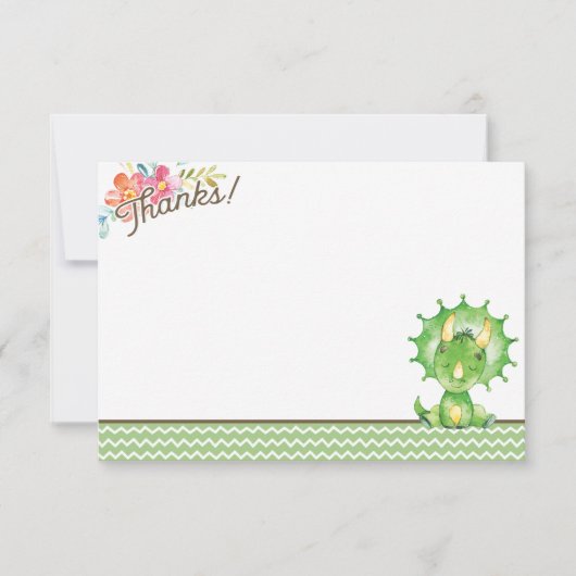 女子恐竜ベビーシャワーサンキューカード サンキューカード (正面)