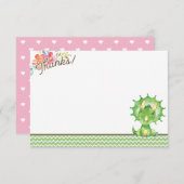 女子恐竜ベビーシャワーサンキューカード サンキューカード (正面/裏面)
