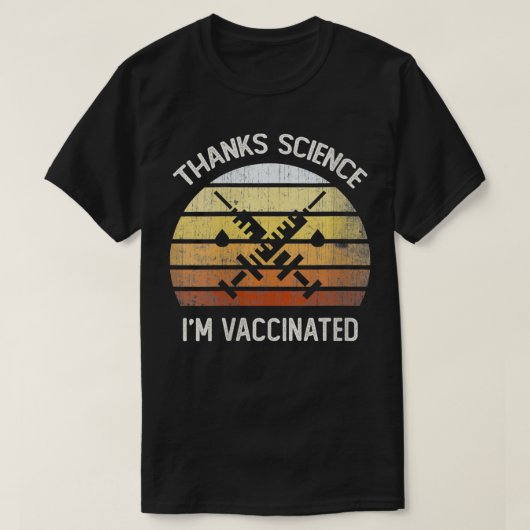 女子感謝していヴィンテージ科学IM予防接種得I Tシャツ (デザイン正面)