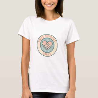 女子支援女子ハンドシェイク バッジ フェミニスト Tシャツ