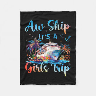 女子旅だなんて、なんてこった!クルーズ旅行のおもしろTシャツ フリースブランケット