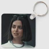 女子旅のゴールデンクラウンピンクハート写真バケーション キーホルダー (裏面)