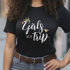 女子旅のゴールデンクロウン ピンクハートバケーション Tシャツ