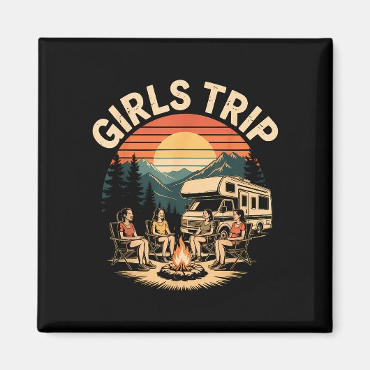 女子旅行 RV キャンピング カメラ女子 旅 マグネット (正面)