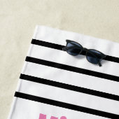 女子旅 アンカー ピンクとブラック ビーチタオル (インサイチュ)