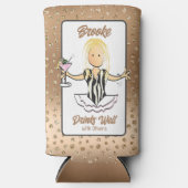 女子旅 女性 金髪 カートゥーン バケーション フォーム スリム缶クーラー (正面)