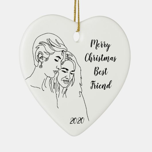 女子最高の友達カスタムのクリスマス セラミックオーナメント (右)
