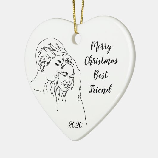 女子最高の友達カスタムのクリスマス セラミックオーナメント (左)