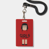 女子校の教室の許可証 バッジ (正面（ネックストラップ付）)