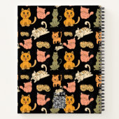 女子校生カワイイ猫パターンモノグラムブラック ノートブック (裏面)