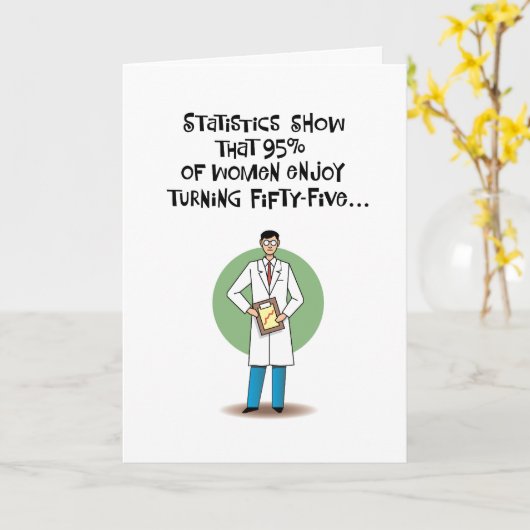 女子楽しむ55誕生日 カード (黄色い花)