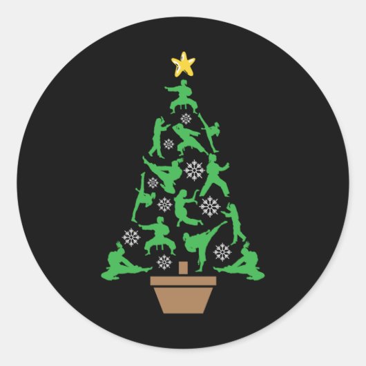 女子武術アーツ – ガールズカラートクリスマスツリー ラウンドシール (正面)