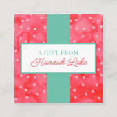 女子水玉模様ホリデーギフトエンクロージャーノートカード エンクロージャーカード (正面)