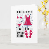 女子泳ぐ人 – 水泳に恋する カード (黄色い花)