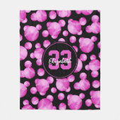 女子熱パーソナライズされたピンクソフトボール模様 フリースブランケット (正面)