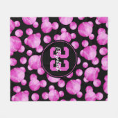 女子熱パーソナライズされたピンクソフトボール模様 フリースブランケット (正面(横))