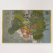 女子王室の魚食べ物を与えヴィンテージインディアン芸術 ジグソーパズル (横)