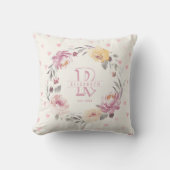 女子生まれたばかりのベビーキパーソナライズされたープスモノグラム クッション (正面)