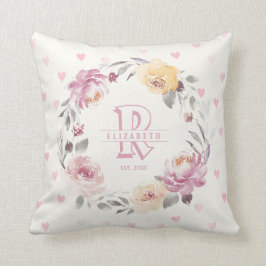 女子生まれたばかりのベビーキパーソナライズされたープスモノグラム クッション