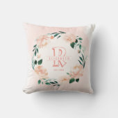 女子生まれたばかりのベビーキパーソナライズされたープスモノグラム クッション (正面)