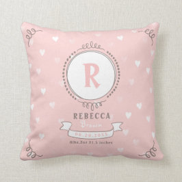 女子生まれたばかりのベビーキパーソナライズされたープスモノグラム クッション