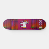 女子用ユニコーンパーソナライズされたピンクスケートボード スケートボード (横)