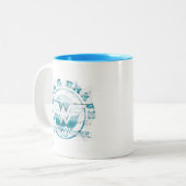 女子疑問に思無身で勇敢なグラフィックグランジ ツートーンマグカップ (正面左)