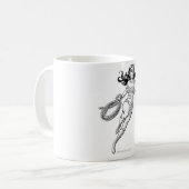 女子疑問に思黒白ななげなわ コーヒーマグカップ (正面左)