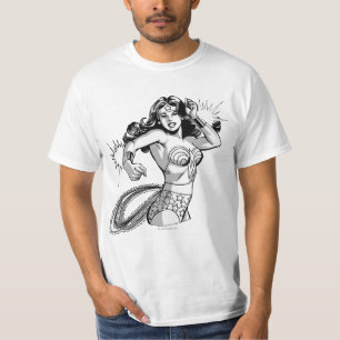 女子疑問に思黒白ディフェンダー Tシャツ