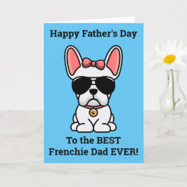 女子白フランスのブルドッグ父の日札 カード