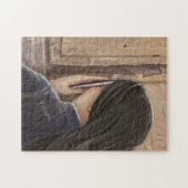 女子祈りの言葉ウエスタンウォールエルサレム絵を描イスラエル ジグソーパズル (横)