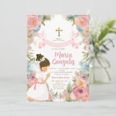 女子祈初の聖体拝領ピンクフローラ 招待状 (スタンド正面)