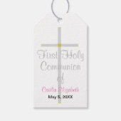 女子第一聖体拝領シルバークロスピンク ギフトタグ (正面)