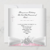 女子第一聖餐式ピンクの白い花 招待状 (裏面)